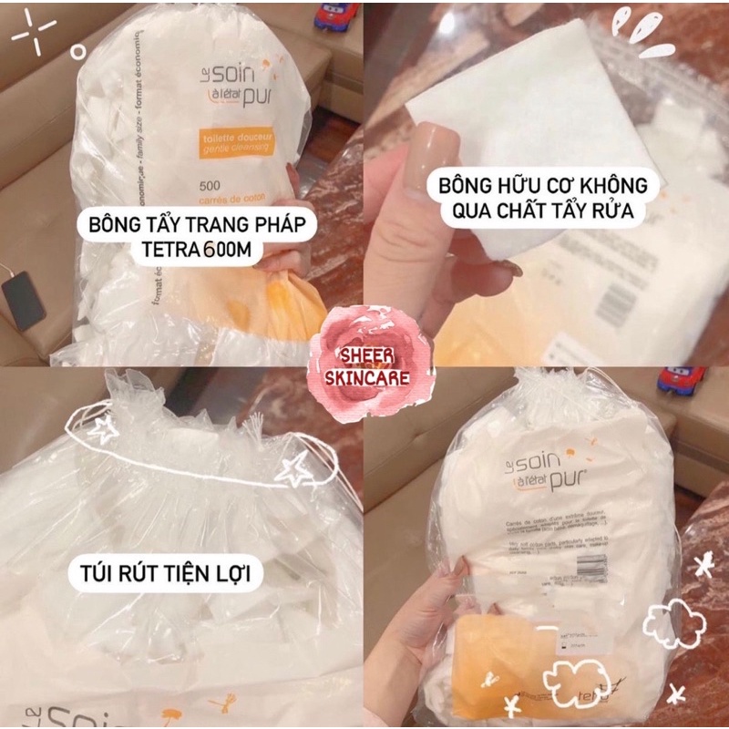 Bông tẩy trang hữu cơ Tetra nội địa Pháp