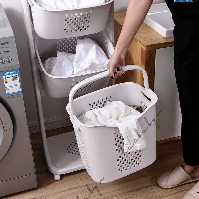Kệ 3 tầng có bánh xe đa năng bằng nhựa Plastic / Finley Danny FL-0079 cao cấp đựng đồ cho bé, đồ máy giặt, đồ dơ