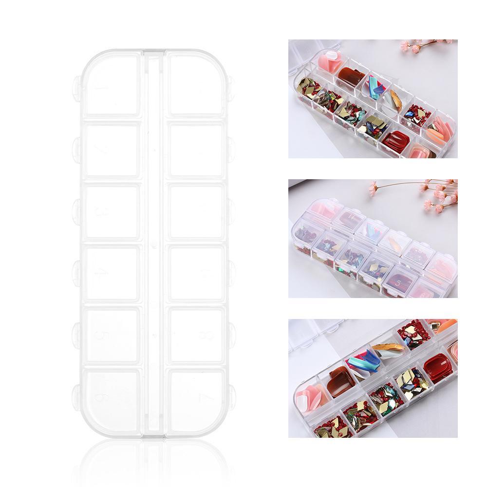 Hộp Nhựa Trong Suốt 12 Ngăn Mini Đựng Đồ Thủ Công