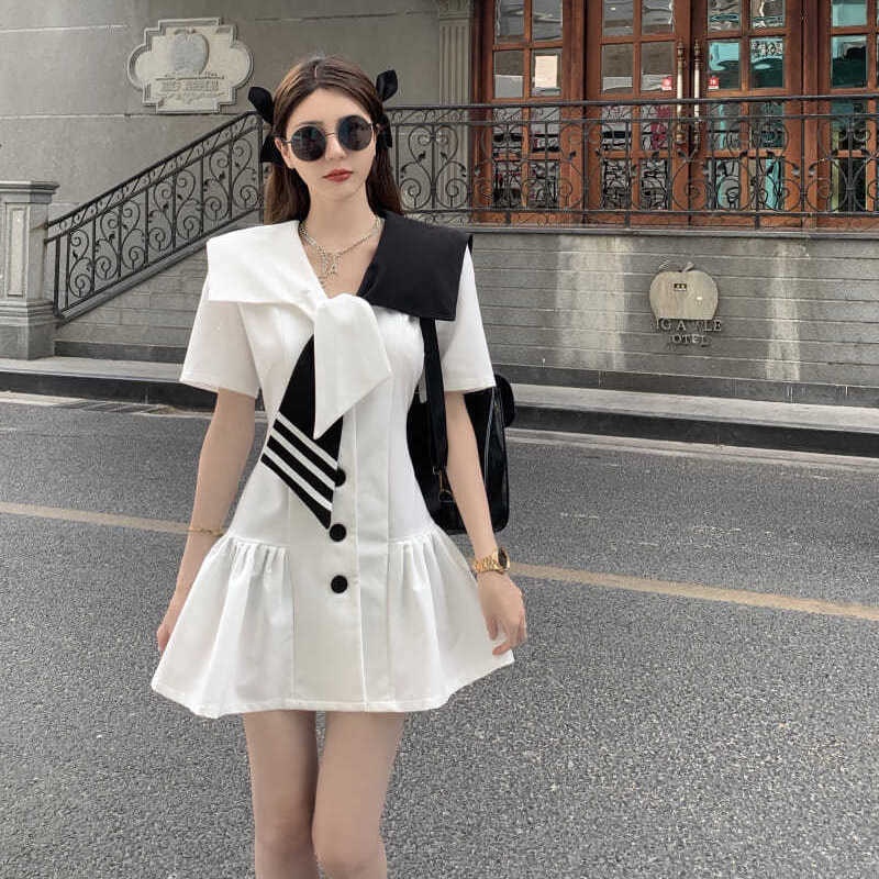 Women's Summer New Black Panel Bubble Skirt