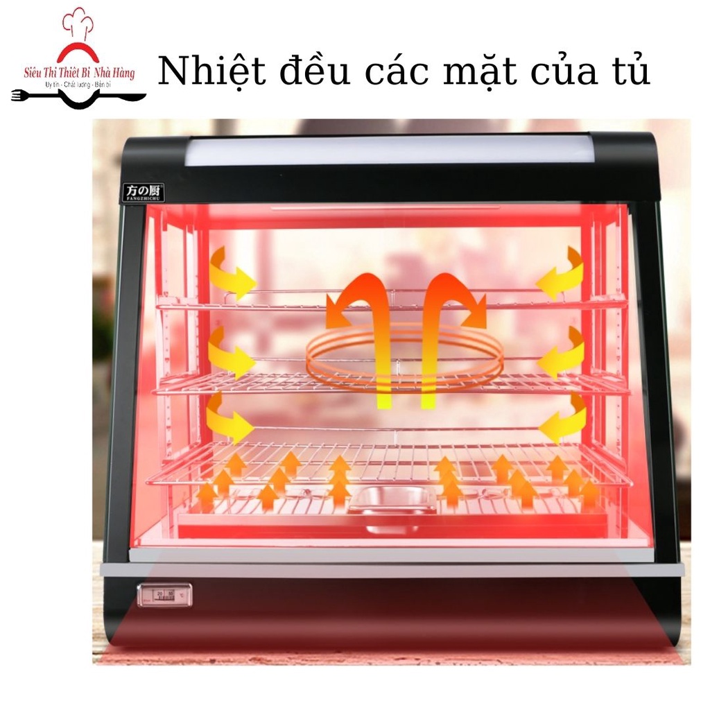 Tủ trưng bày giữ nóng gà rán,Khoai Tây,KFC, bánh mỳ,Tủ giữ nóng thức ăn kính vuông 601
