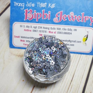 Hạt kim sa đính quần áo hình bông hoa màu trắng laser