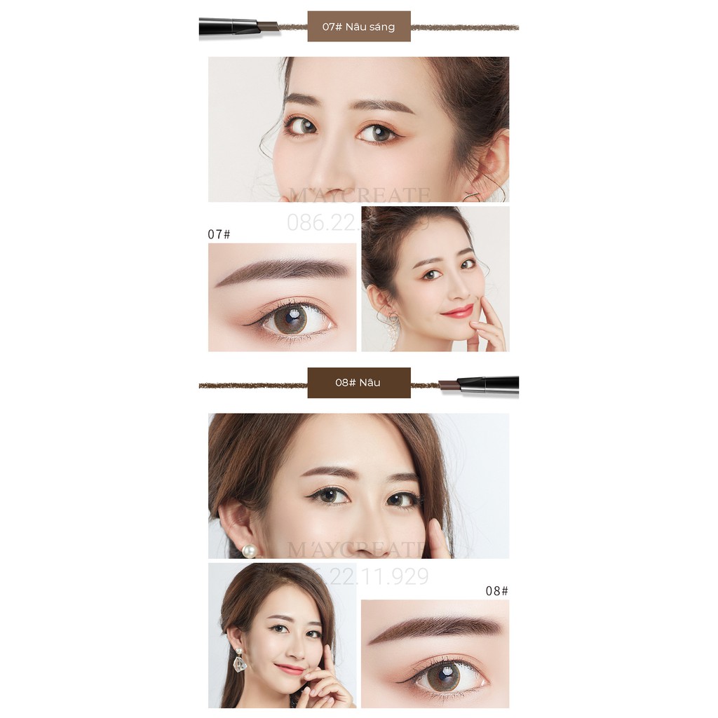 Chì Kẻ Mày MAYCREATE Bút Kẻ Lông Mày Lâu Trôi 2 Đầu Eyebrow Hàng Nội Địa Trung