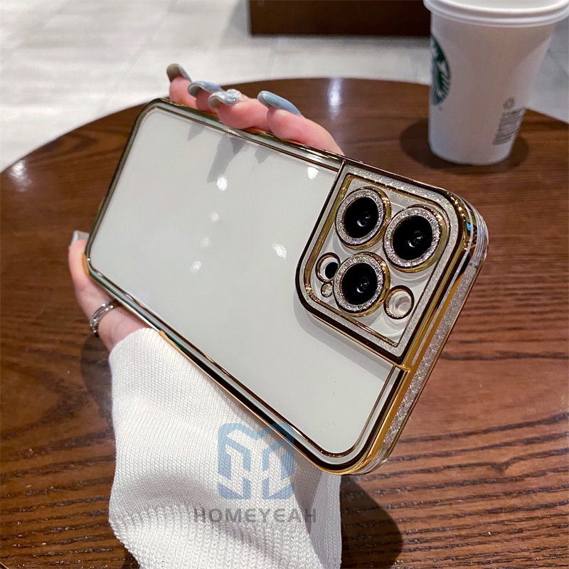 Ốp Điện Thoại Mềm Trong Suốt Viền Thẳng Mạ Điện Lấp Lánh Cho iPhone 11 12 13 Pro Max Iphonexr