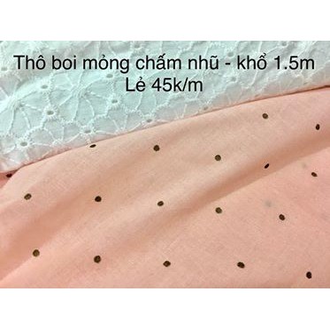 Vải thô boi mỏng chấm bi nhũ vàng { ẢNH TỰ CHỤP } -Thích hợp may quần áo và làm đồ handmade, chăn ga gối, rèm cửa... ...