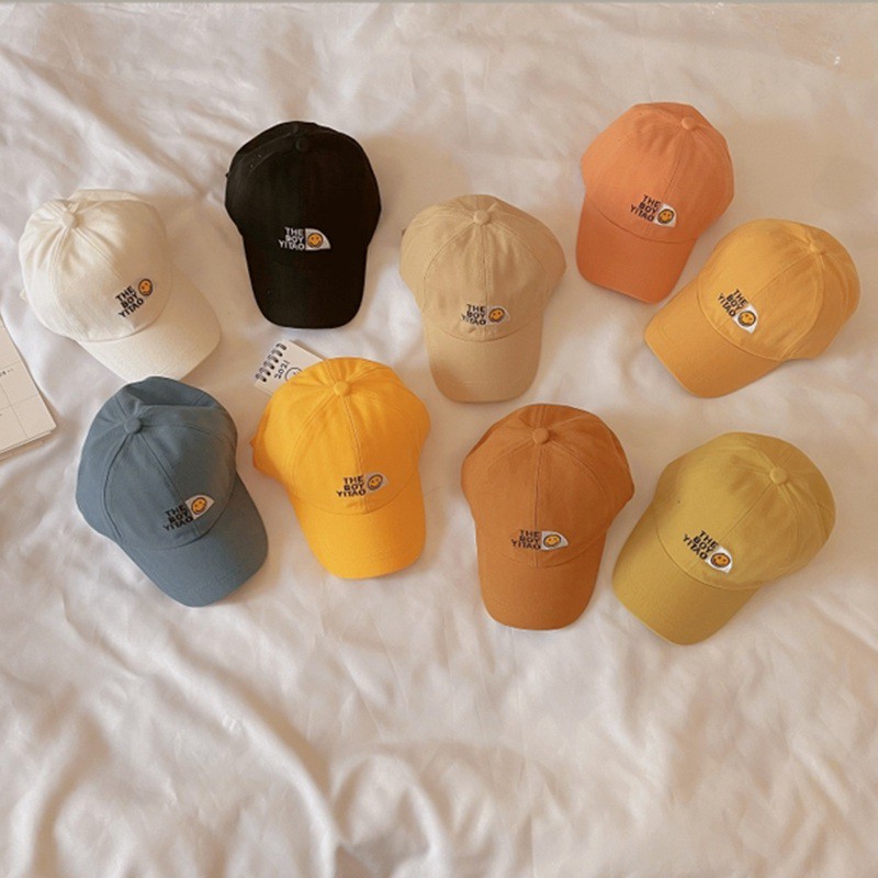 Mũ lưỡi trai thêu hình mặt cười thời trang cho bé