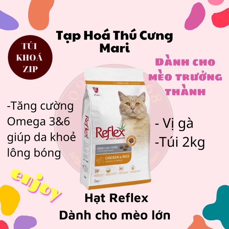 Thức ăn cho mèo trưởng thành Reflex vị gà và gạo - Túi 2kg - Hạt cho mèo gói 2kg - Taphoamari