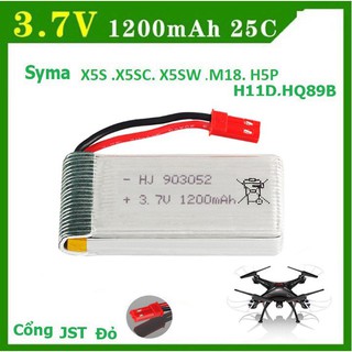 Pin Máy Bay Điều Khiển Dung Lượng Cao 3.7V 1200mAh 25C ( Cổng JST Đỏ Dài )