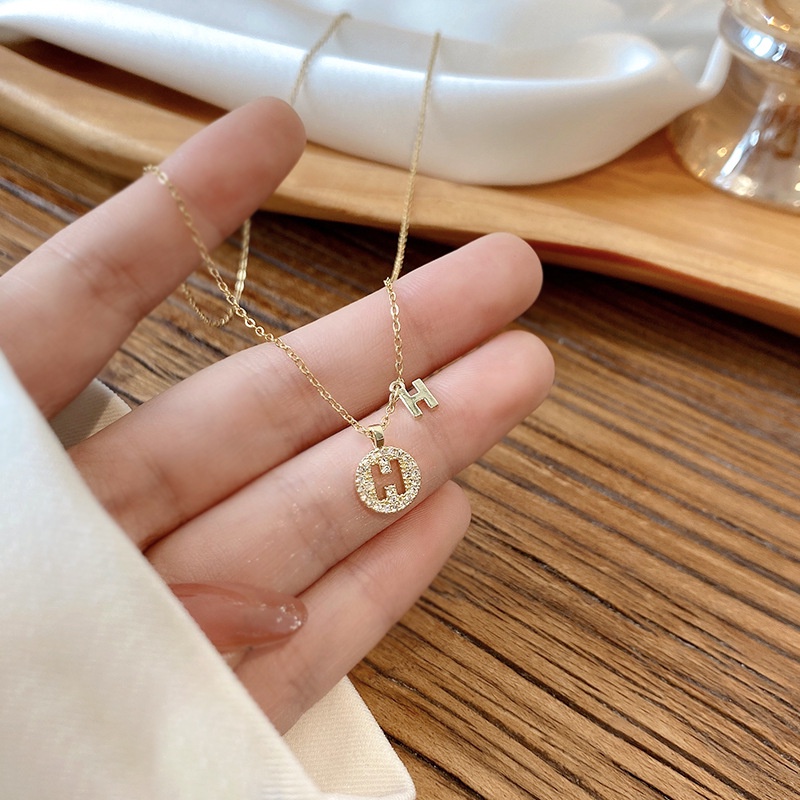 Vòng cổ We Flower mặt chữ H đính đá zircon thời trang cao cấp cho nữ