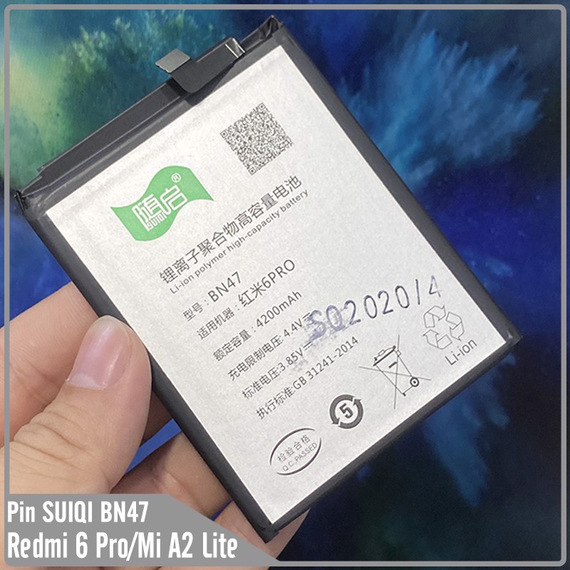 Pin Suiqi Li-ion thay thế cho Xiaomi Redmi 6 Pro - Mi A2 Lite (BN47) 4200mAh