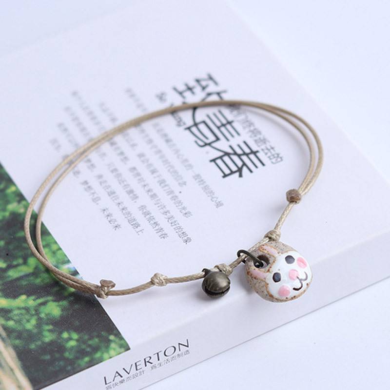 Vòng đeo tay dây bện mặt gốm phong cách retro đáng yêu | BigBuy360 - bigbuy360.vn