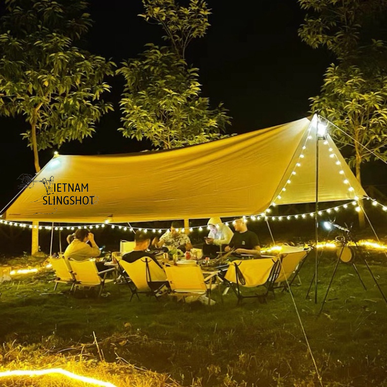 Đèn LED trang trí dây bóng tròn vàng ấm không nháy dùng pin tiện lợi, dùng đi du lịch cắm trại dã ngoại tiện lợi-DCP7