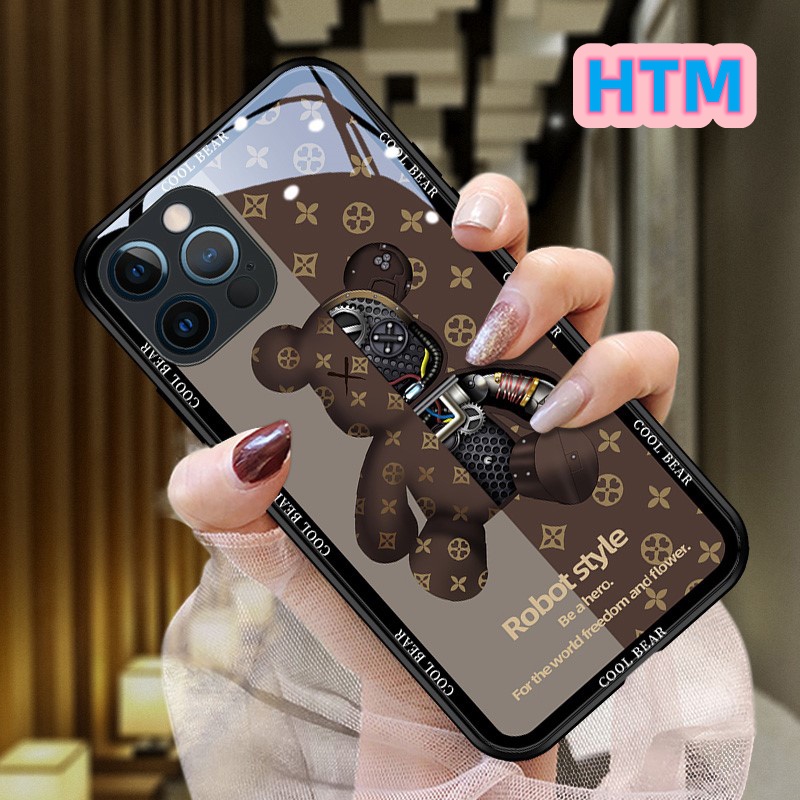 Ốp Điện Thoại Kính Viền Vuông In Hình Hoạt Hình Cho iPhone 13 12 11 Pro Max XR X XS Max 7 8 Plus