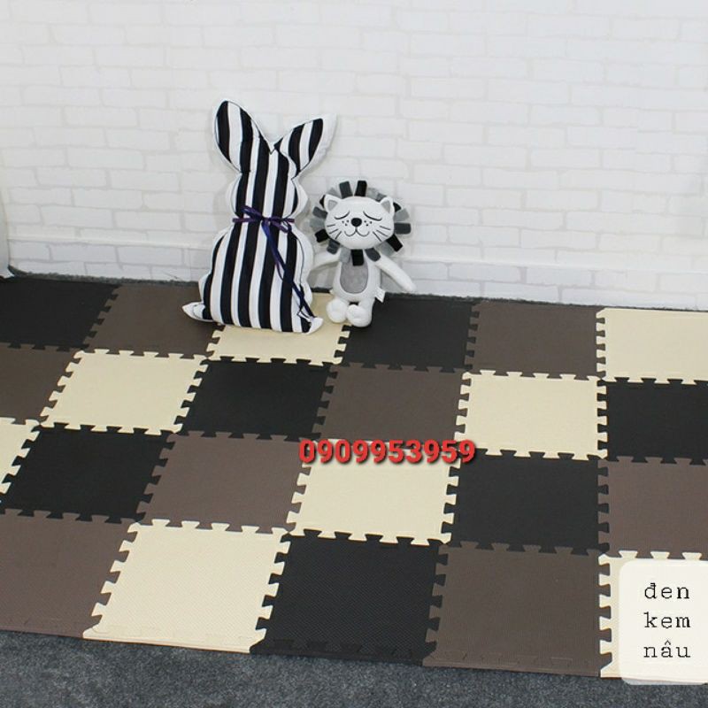 set 20 tấm thảm xốp lót sàn size 30×30×cm nâu đỏ và kem