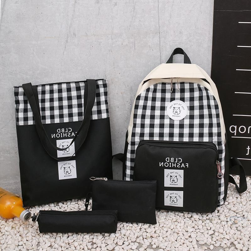 Balo nữ set 4 món style Hàn Quốc đi học laptop hàng Quảng Châu , Balo combo 4 món Canvas