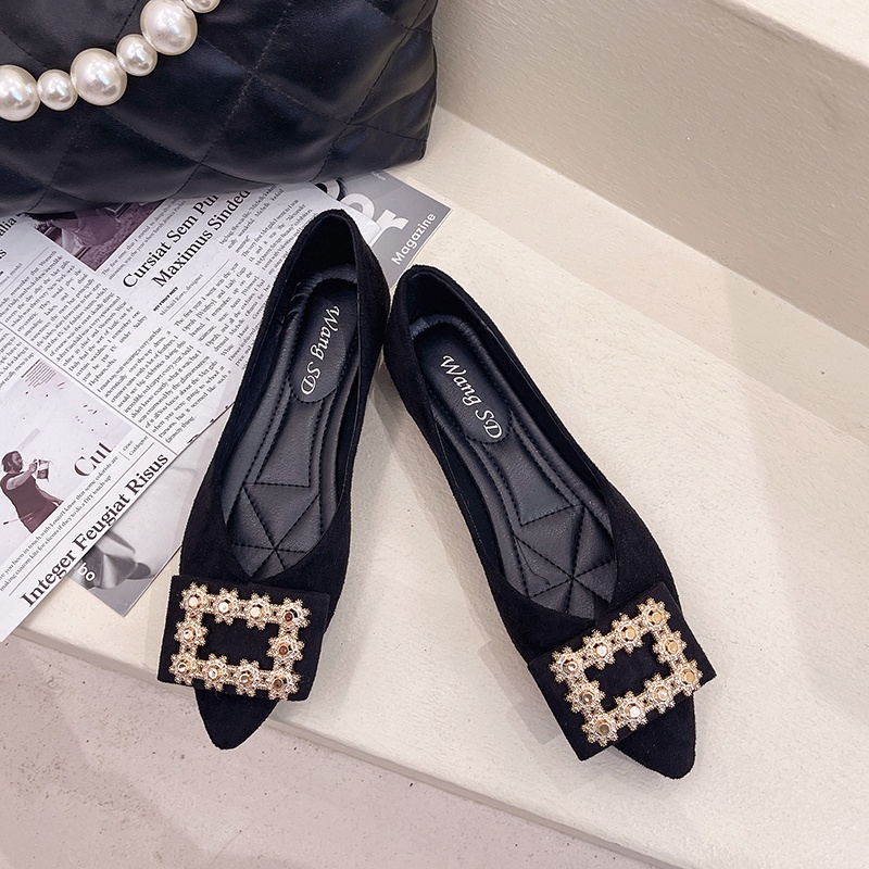 Giày búp bê IELGY mũi nhọn đính đá thời trang dành cho nữ