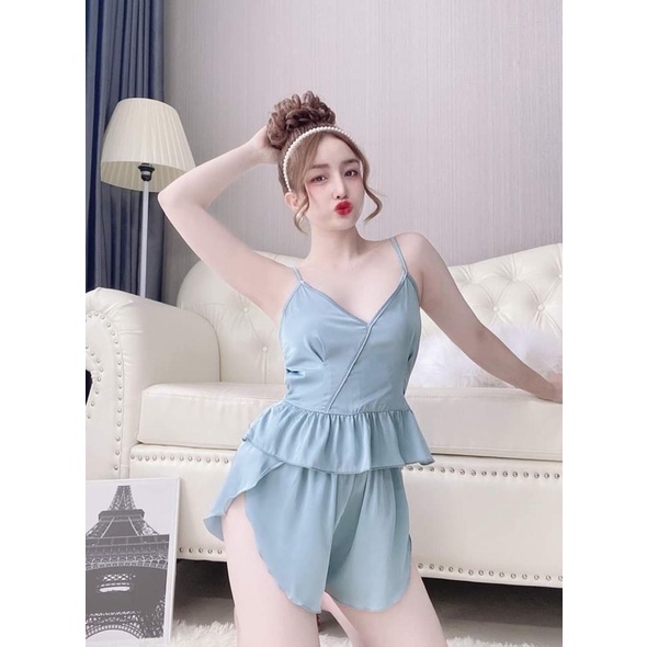 Đồ ngủ sexy nữ, đồ bộ đùi nữ, đồ bộ mặc ở nhà chất satin ảnh kèm video thật