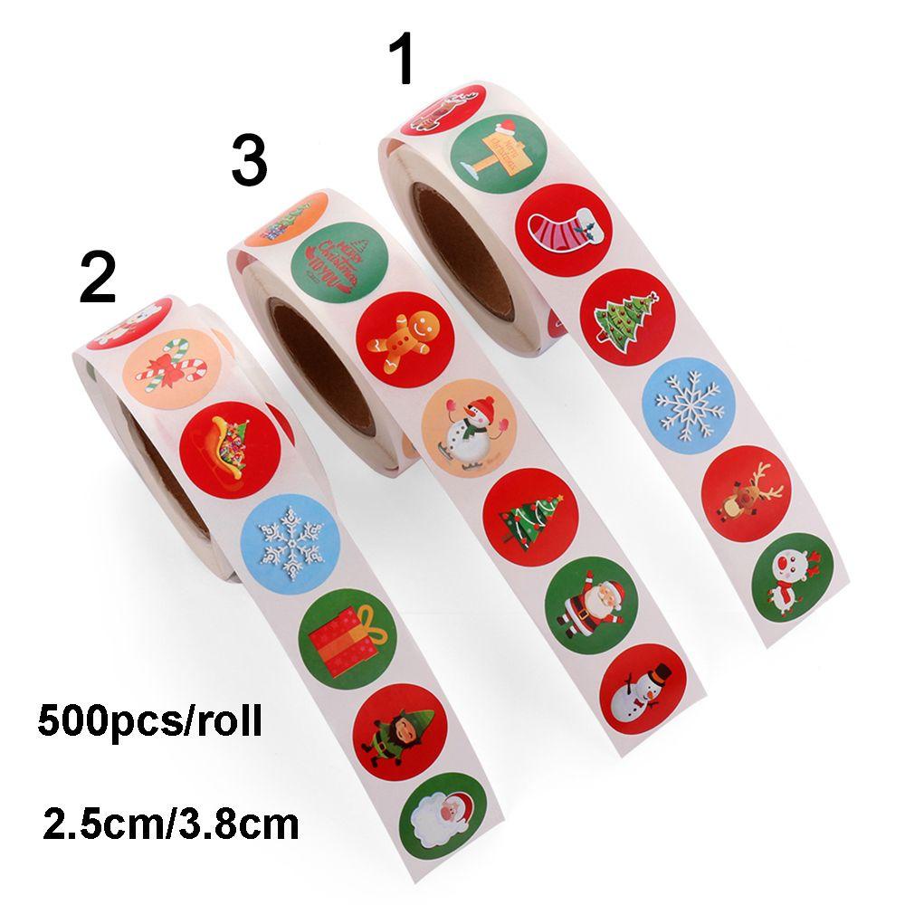 Cuộn 500 Nhãn Dán Giấy Kraft Trang Trí Cây Thông Giáng Sinh