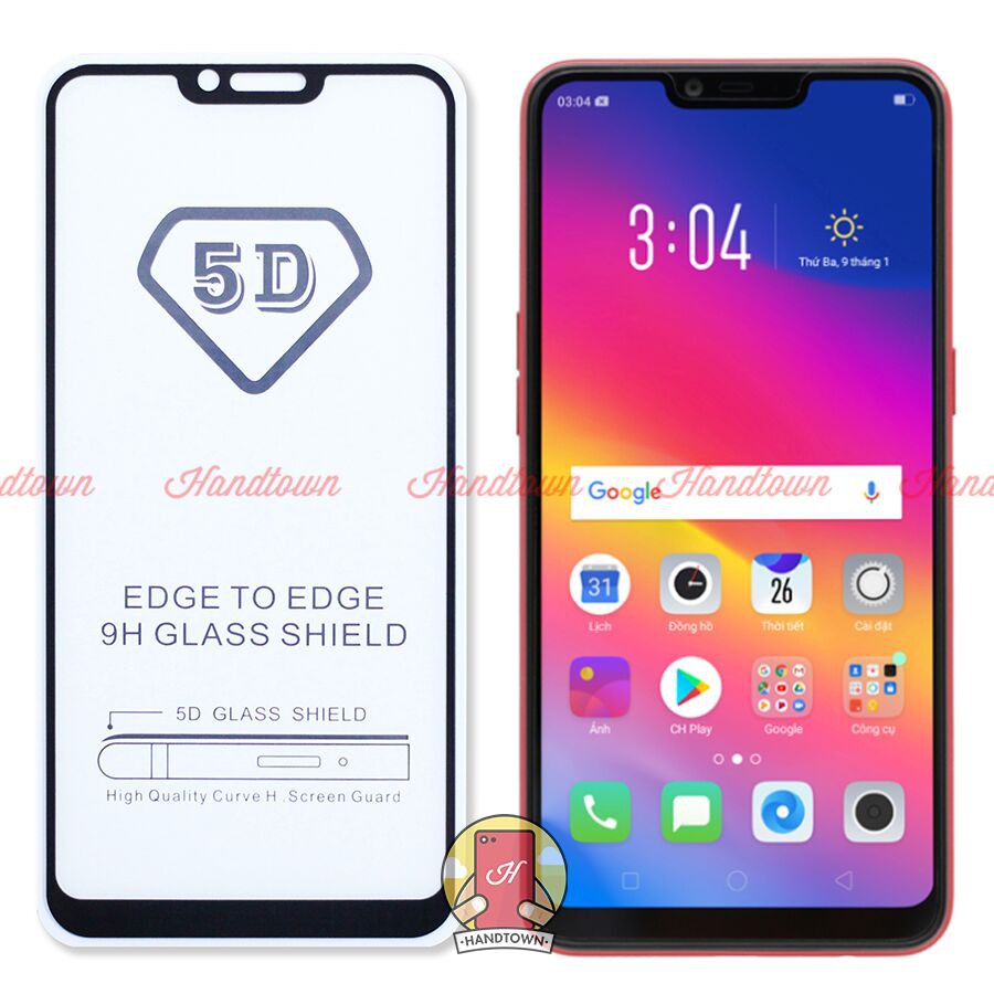 Kính Cường Lực 5D Oppo A3S Full Màn hình Full Keo