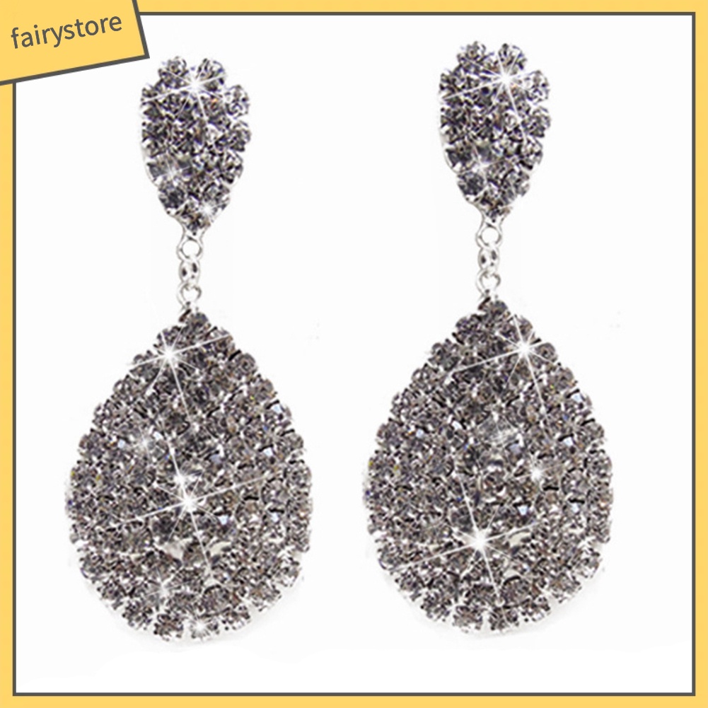 Bông tai dáng dài mặt hình giọt nước cho nữ