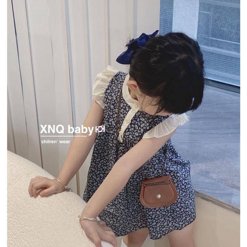 Váy tay ngắn nhỏ họa tiết hoa phong cách phương Tây thời trang Hàn Quốc dành cho bé gái