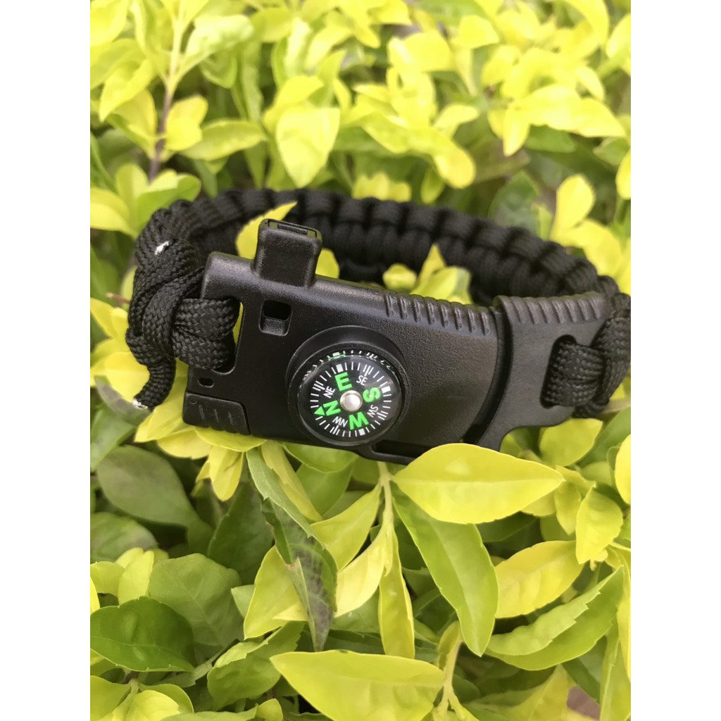 Vòng tay cứu sinh dã ngoại tích hợp la bàn+còi+...