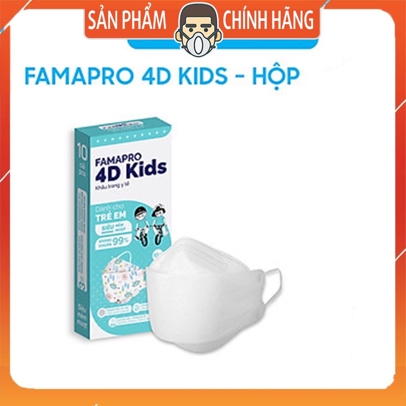 Combo 10c Khẩu trang 4d trẻ em kid FamaPro Nam Anh