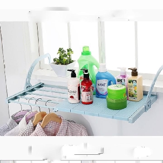 GIÀN PHƠI ĐỒ TREO BAN CÔNG ĐA NĂNG , Để giày dép, treo khăn, để lọ hoa trang trí . Kích thước : 45 cm [ kéo ra ] 80cm.