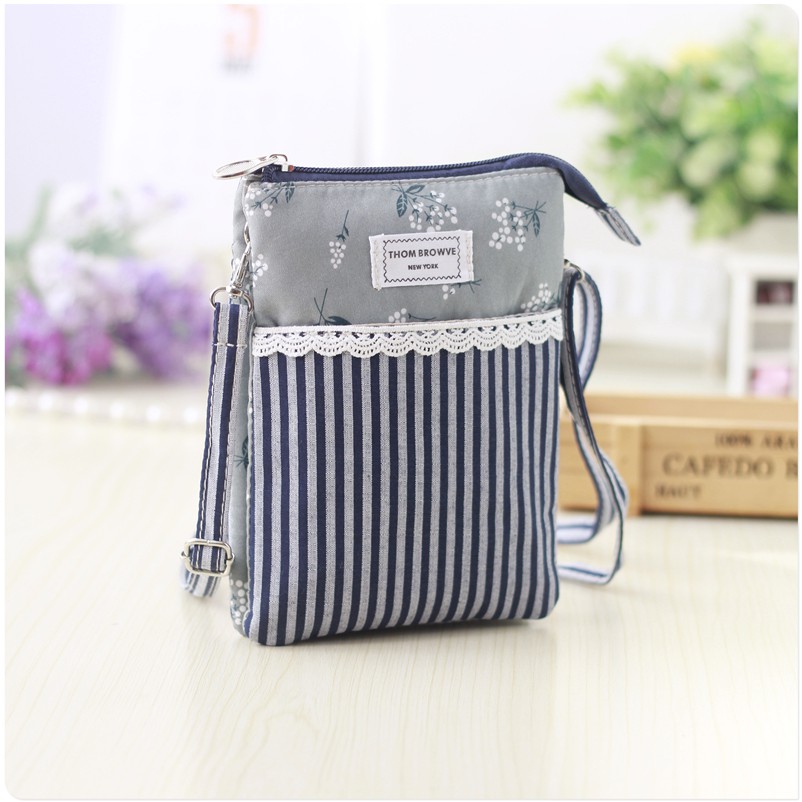 Túi Đeo Chéo Nhỏ Nhiều Ngăn Đựng Điện Thoại/Chìa Khóa/ Passport Bằng Vải