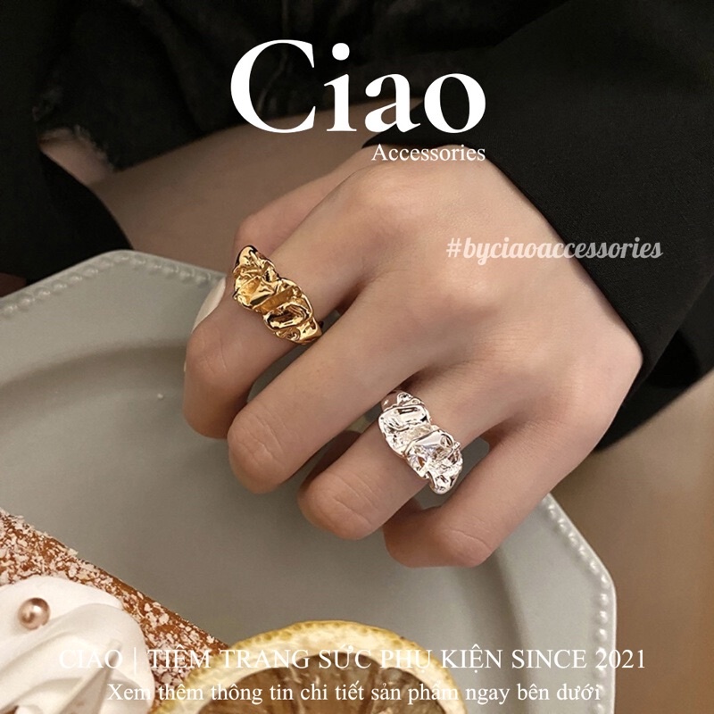 [HOẢ TỐC 1H] Nhẫn mạ bạc S925 thiết kế nhúng mới lạ phong cách trendy tinh tế Matthew Ciao