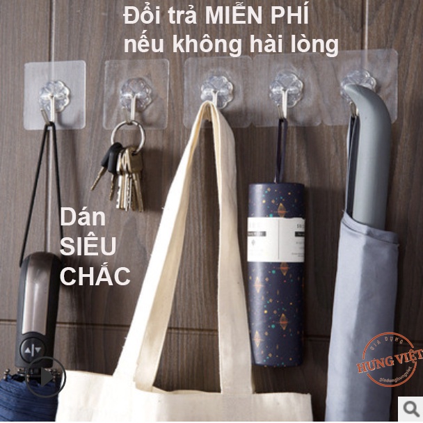 Móc dán tường trong suốt, chịu lực, dán chắc chắn kích thước 6x6 cm [MÓC 1K]