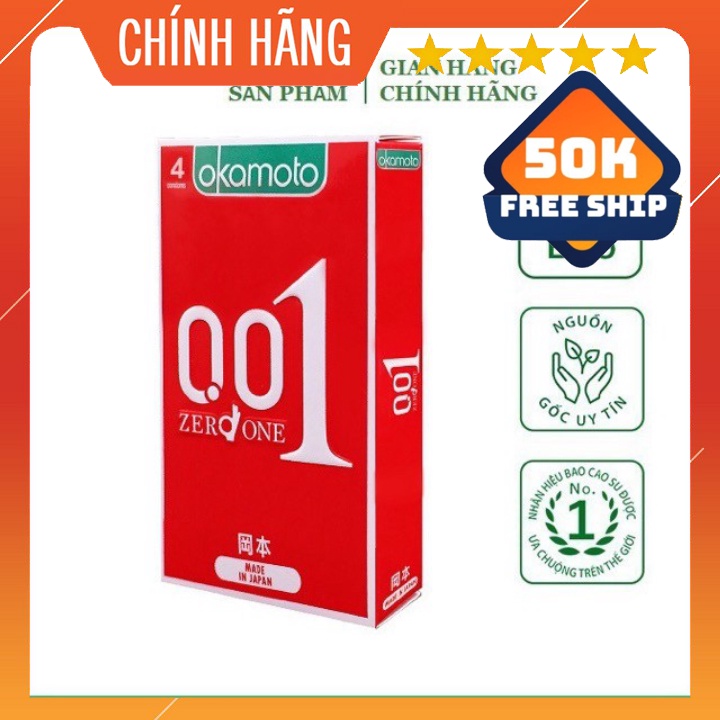 Bao Cao su Siêu mỏng Vượt Trội Okamoto 0.01 Nhật Bản (hộp 2 chiếc, 4 chiếc)