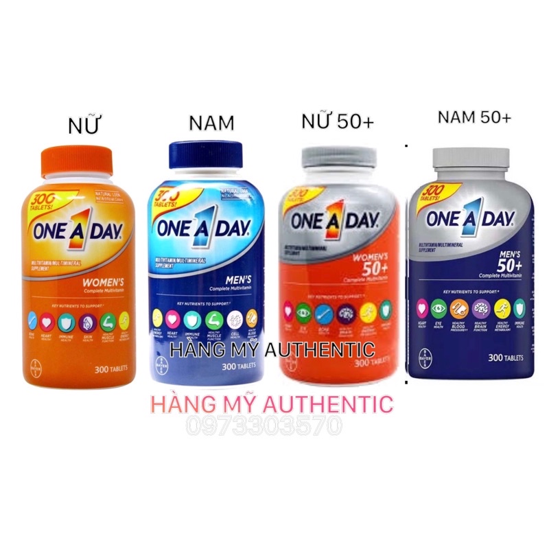 Date/2025 Viên Uống One A Day  50+dưới 50 tuổi Lọ 300 viên