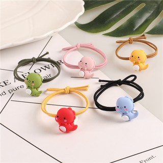 Cartoon color elastic hair band small dinosaur fresh hair rope