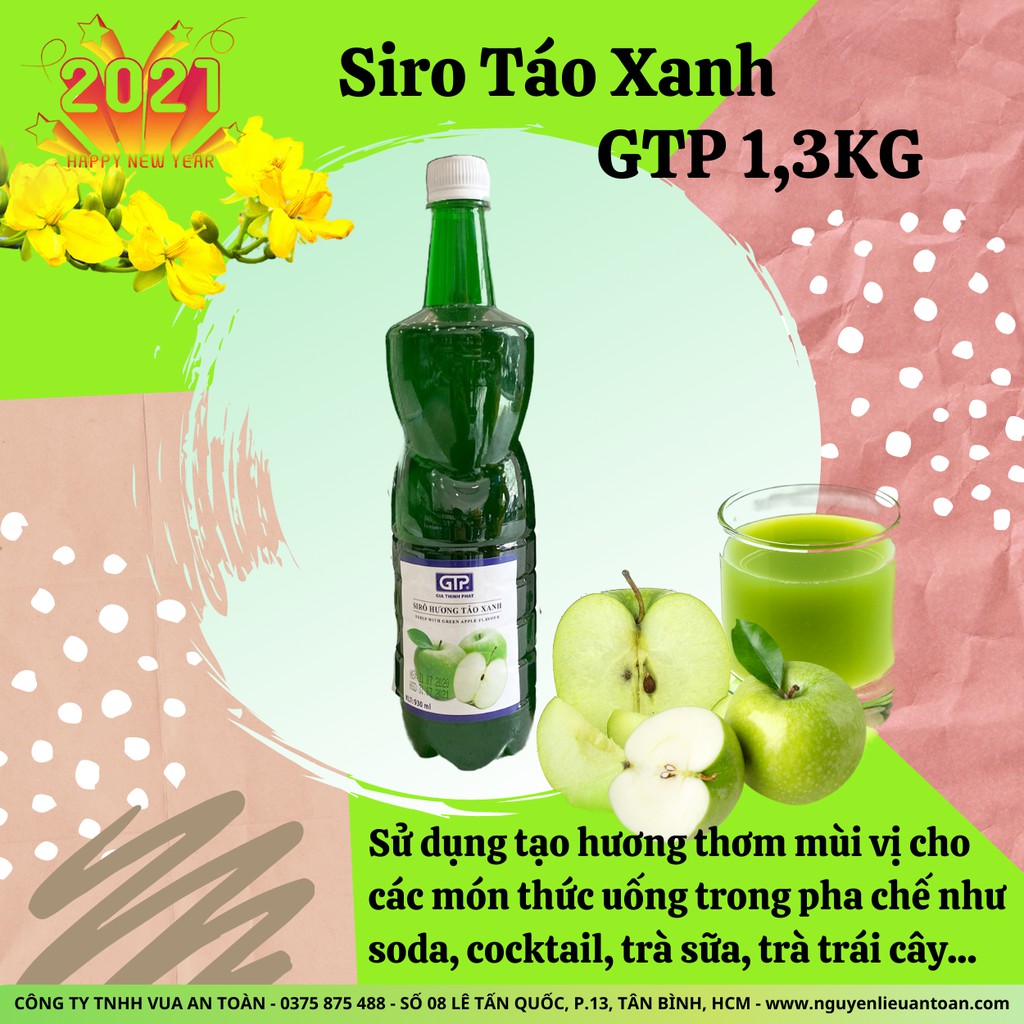 Siro Táo Xanh GTP 1.3kg Hương Vị Đậm Đà, Vị Ngọt Tự Nhiên