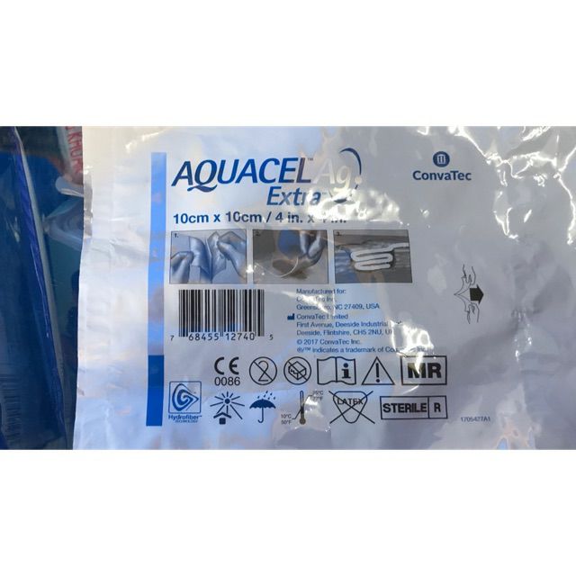 Miếng dán bỏng Aquacel Ag Extra chính hãng dùng cho trung bình đến nặng, dùng cho các loại vết thương hở nặng...