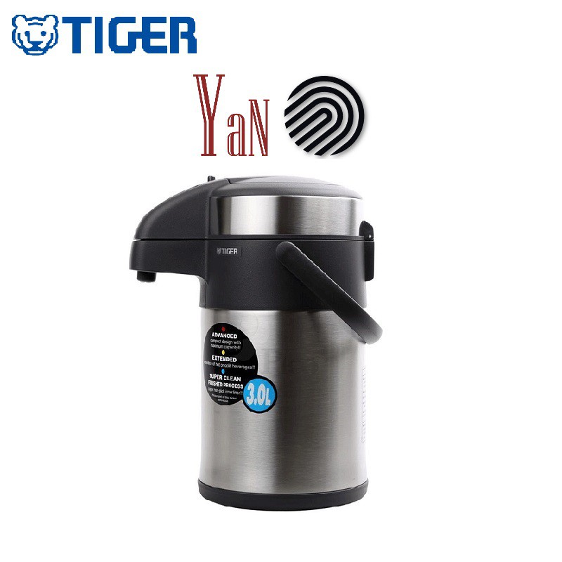 Phích / Bình thủy chứa ruột inox kép chân không cách nhiệt cao cấp 3L Tiger MAA-A302 màu inox viền đen - Hàng chính hãng