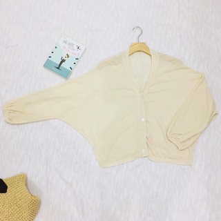 Áo khoác cardigan tiểu thư, áo khoác len mỏng dáng ngắn màu lông gà con (2hand)