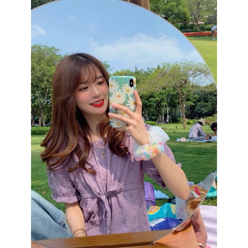 Áo bánh bèo áo kiểu nữ tiểu thư tay ngắn cổ tròn màu tím chất đẹp điệu đà sang chảnh thời trang 2020 | BigBuy360 - bigbuy360.vn