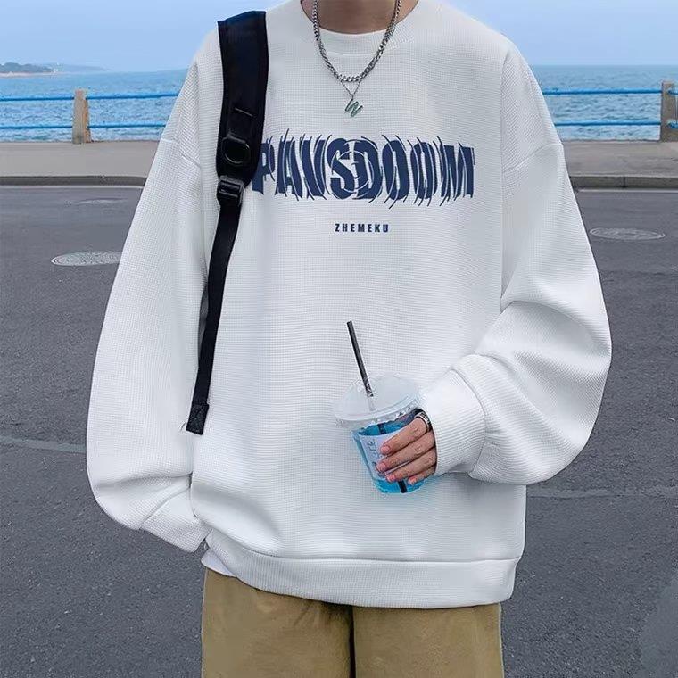 Áo Hoodie Nam Cổ Tròn Dài Tay Dáng Rộng Phong Cách Âu Mỹ