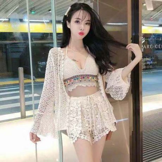 Set bộ lên cùng áo lưới đi biển siêu cute | BigBuy360 - bigbuy360.vn
