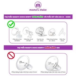 Trợ Phễu Silicone Mama's Choice NewFit, Đệm Hạ Size Phễu Size 15-17-19-21mm, Hút Sữa Hiệu Quả và Êm Ái