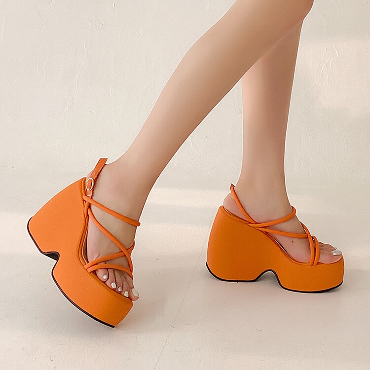 Giày Sandal Cao Gót Đế Dày 12.5cm Phong Cách Thời Trang Mùa Hè Hàn Quốc 2022