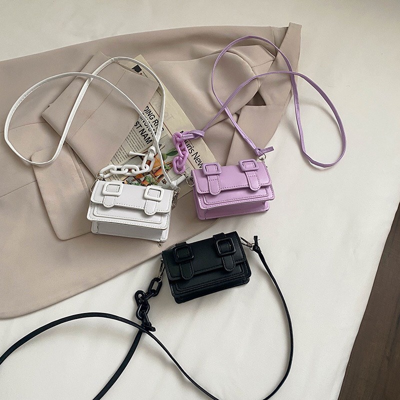 Túi Đeo Chéo Mini Siêu Xinh Phối Dây Xích Thời Trang Dành Cho Nữ Tx 8025
