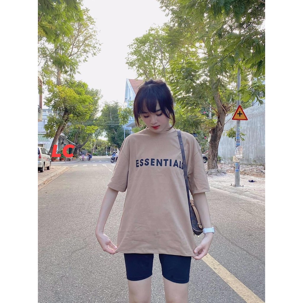 Áo thun nam nữ tay lỡ unisex ESSEN form rộng oversize basic tee phông cotton hai màu trắng nâu cực dễ phối đồ