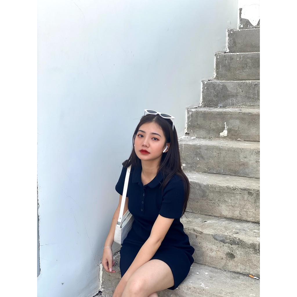 Anniegals - Đầm polo màu xanh dương - Navy Polo Dress