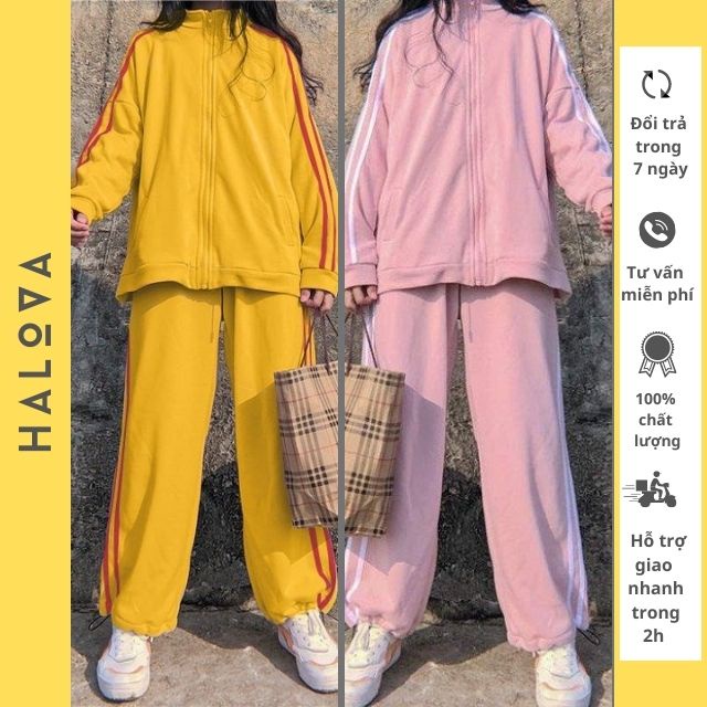 Set đồ thể thao nữ dài tay hàn quốc ulzzang thu đông bigsize HALOVA SU1