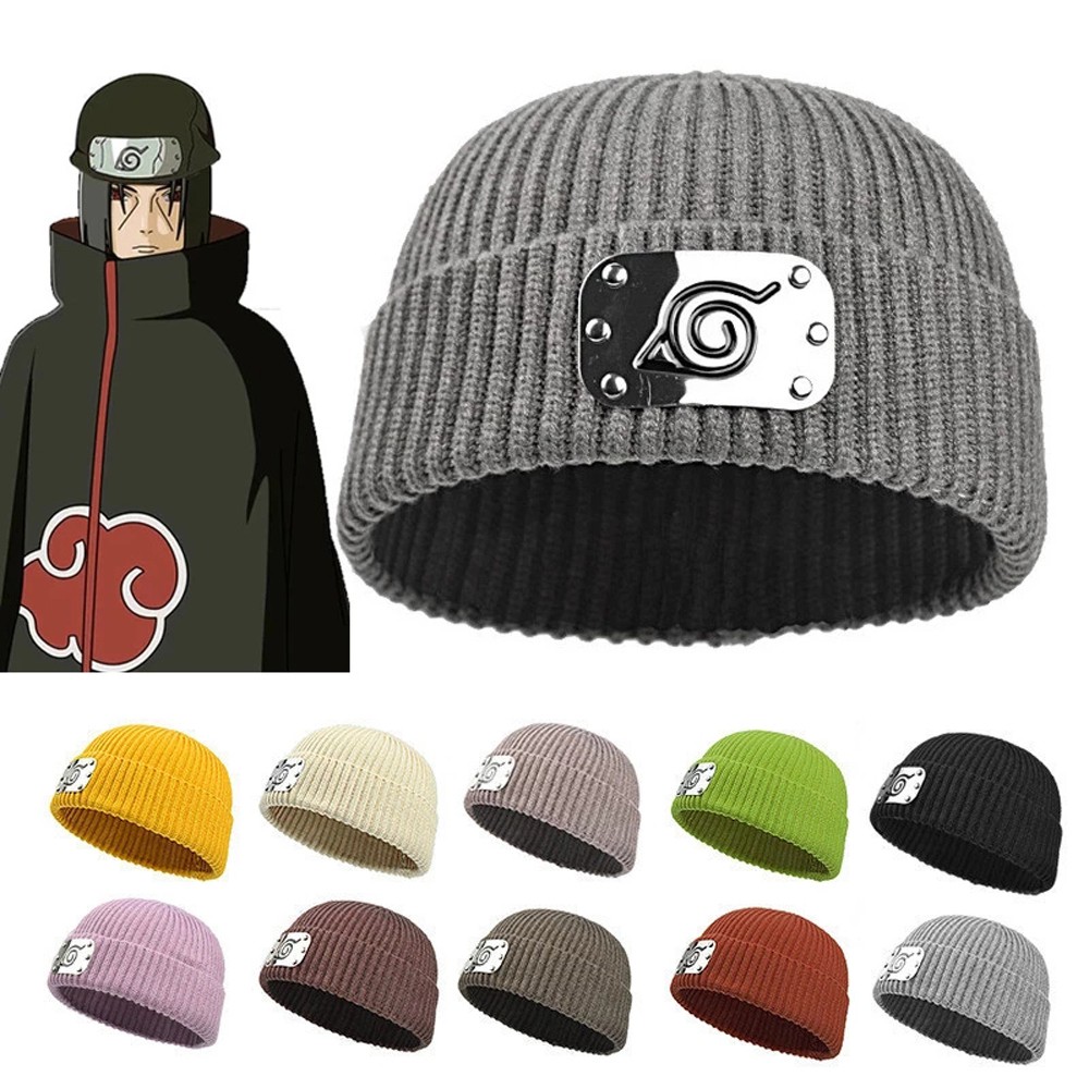 EPOCH Costume Props Naruto Hat Unisex Akatsuki Knitted Hat Kakashi Anime Winter Caps Fashion Beanies Hat Cosplay Uchiha Itachi/Multicolor