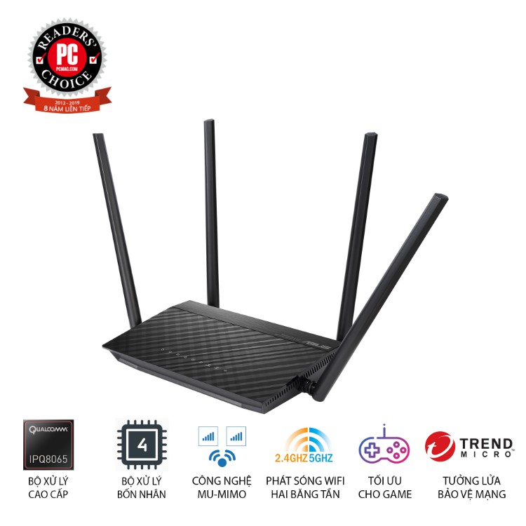 Thiết bị mạng Asus Router Wifi RT-AC1500UHP - Hàng chính hãng new 100%