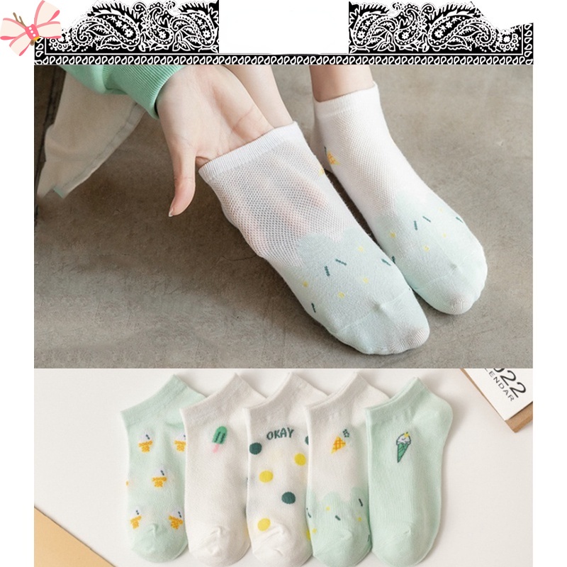Vớ cotton Cổ Thấp In Họa Tiết Gấu Hoạt Hình Màu Trắng Xinh Xắn Thời Trang Cho Nữ
